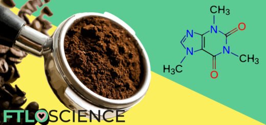 coffee grounds beans caffeine molecule ftloscience