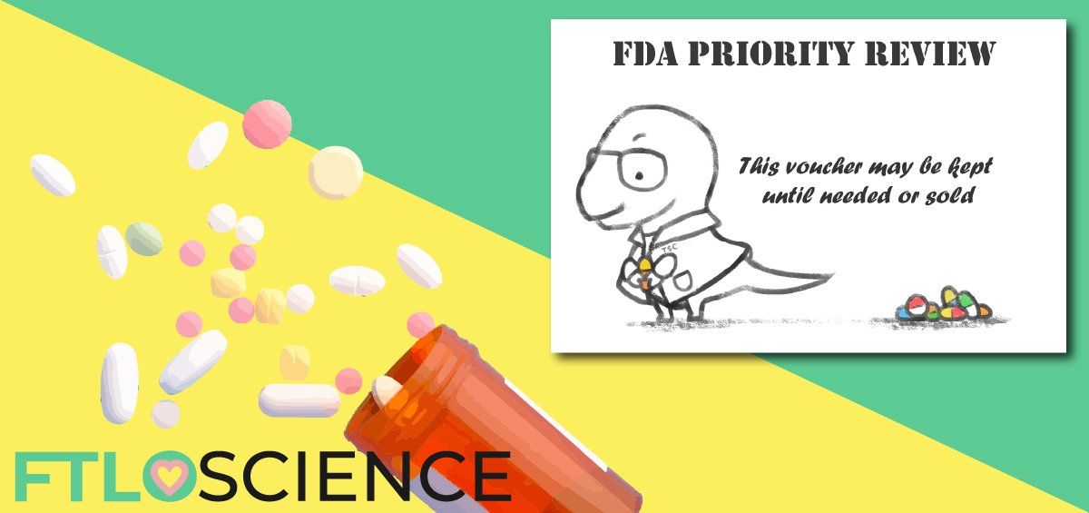 FDA priority review voucher and bottle of pills ftloscience post