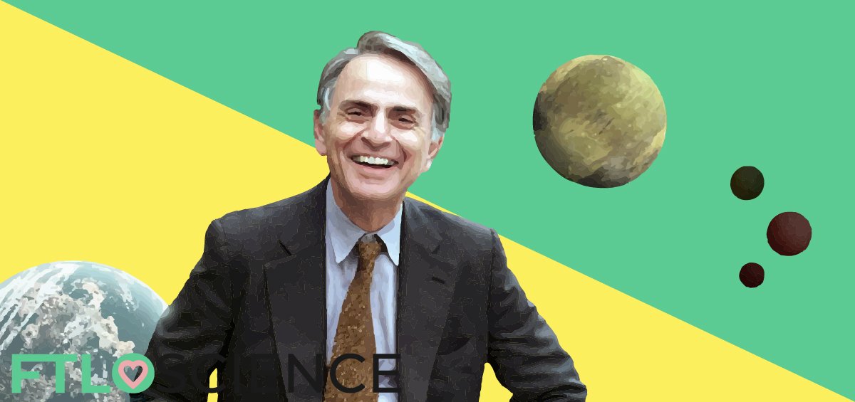 carl sagan surrounded by planets ftloscience post