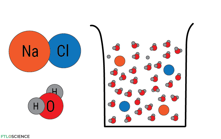 NaCl dissolving in H2O
