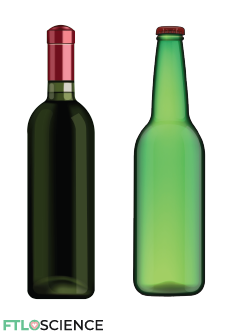 wine and beer green glass bottles